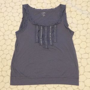 Ann Taylor Loft blue grey sparkle tank